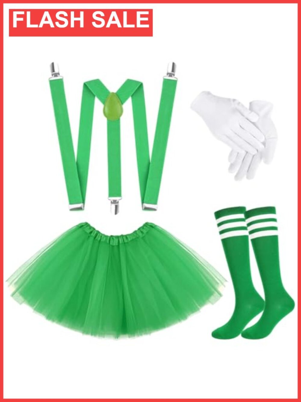 5 Layer Tulle Tutu Skirt Suspender Gloves Socks Costume Set
